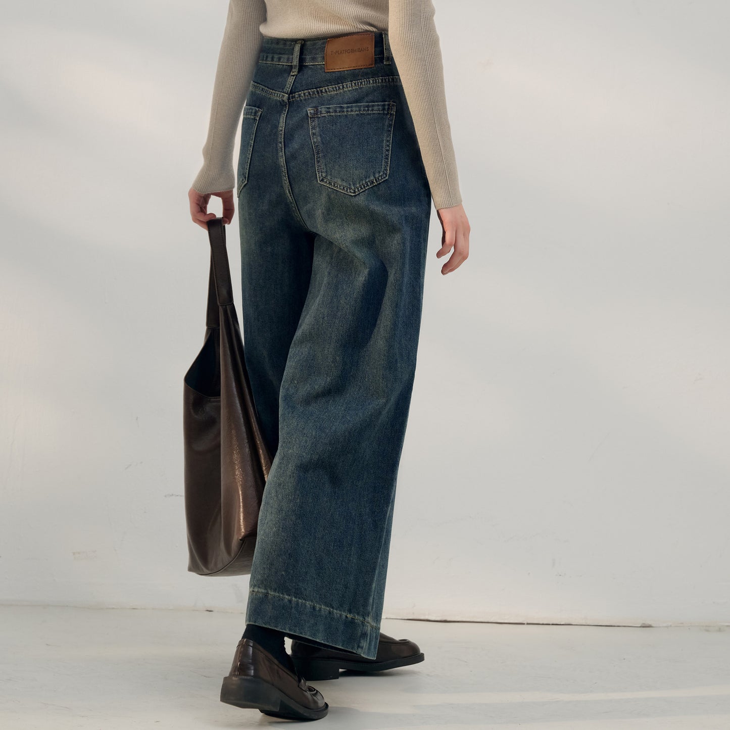Retro Highwaist Jeans til Kvinder med Lommer