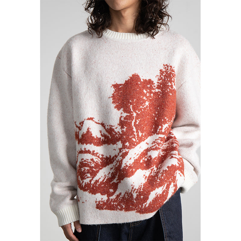 Herre Casual Sweater Med Landskabsmønster