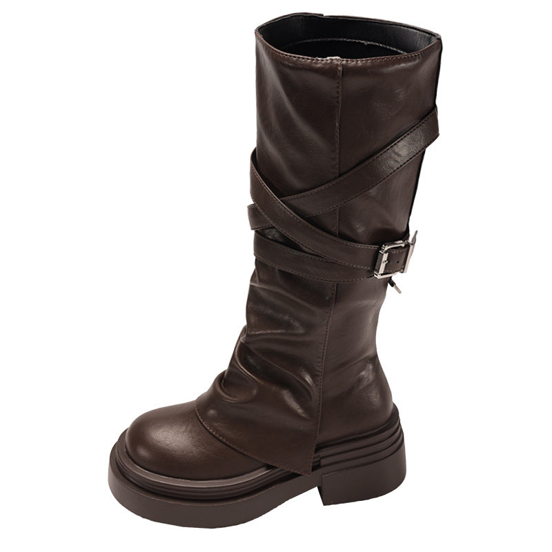 Women's Fashionable Vintage Chunky-Heel Over-the-Knee Boots