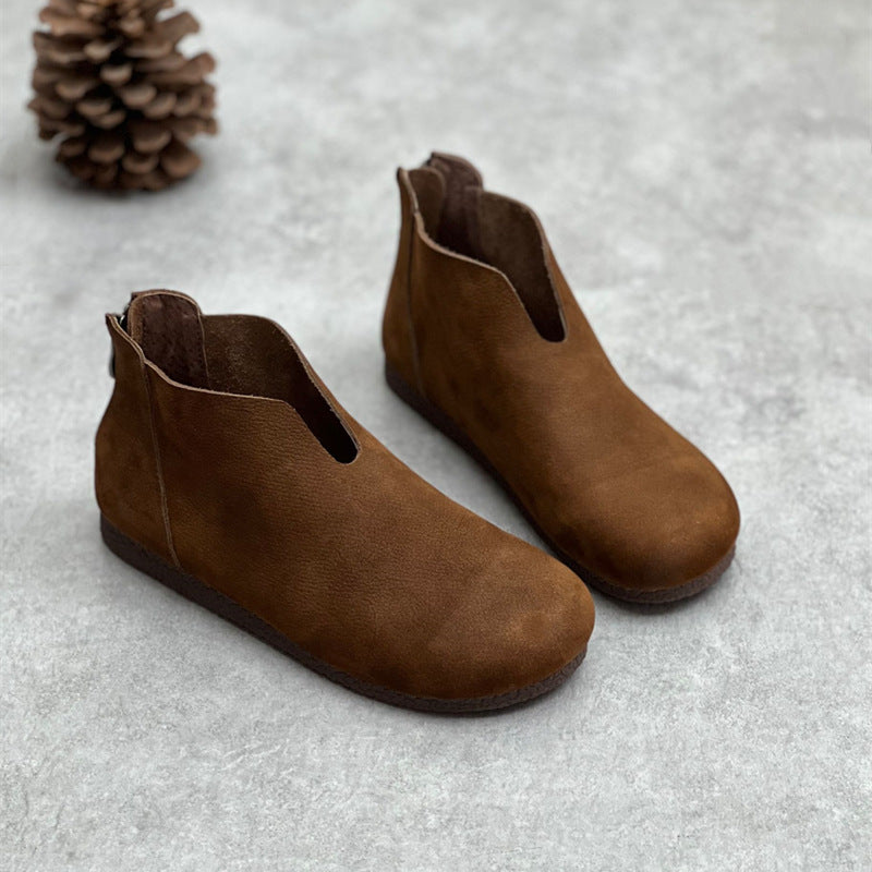 Women's Fashion Vintage Handmade Leather Short Boots