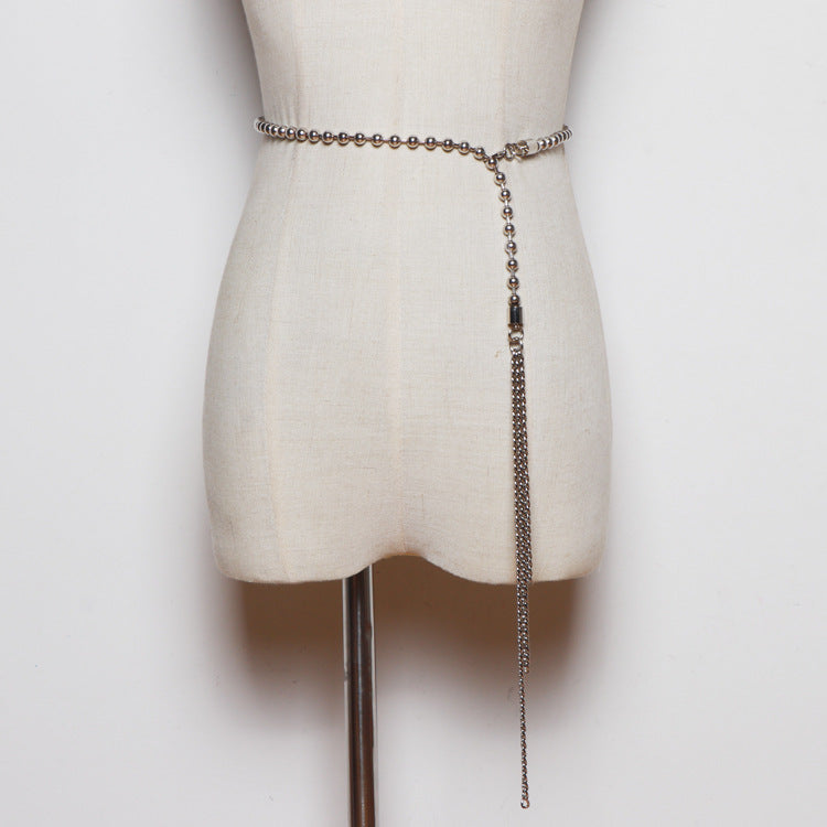 Dress Shirt Sweet Belt Women With Skirt Imitation Pearls