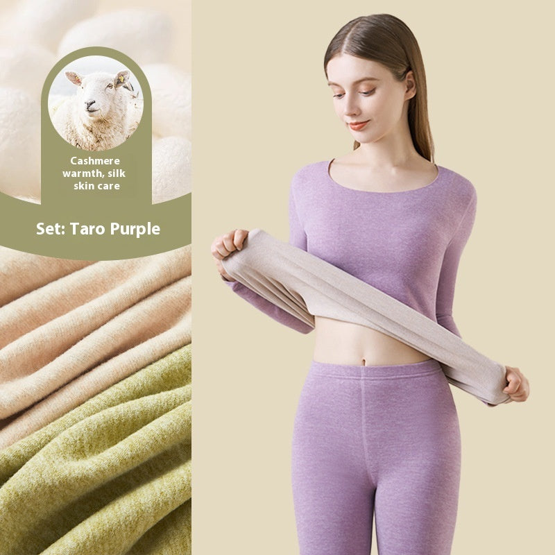 Cashmere Silk Warm Suit Women's Thickened Long Johns Slim Bottoming