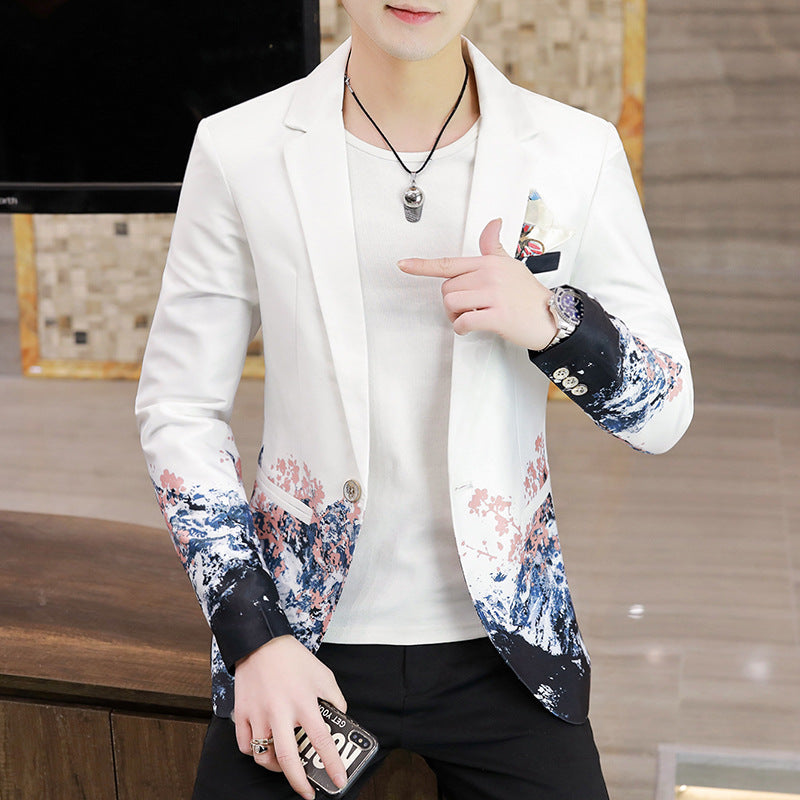 Men's Fashion Casual Slim Floral Jacket