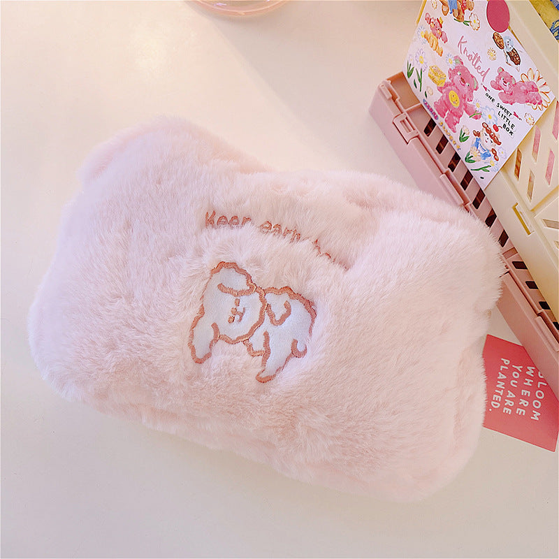 Simple And Cute Plush Cosmetic Bag Cloud