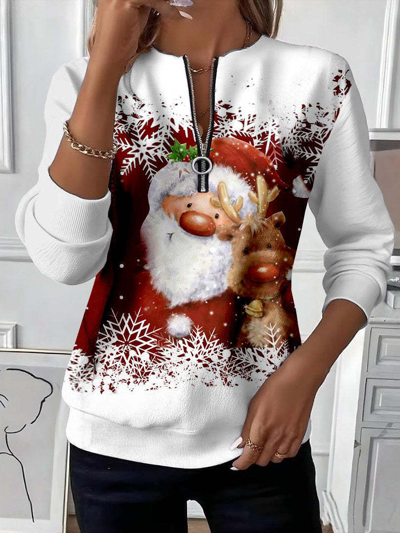Raglan-sweatshirt til kvinder med juletryk