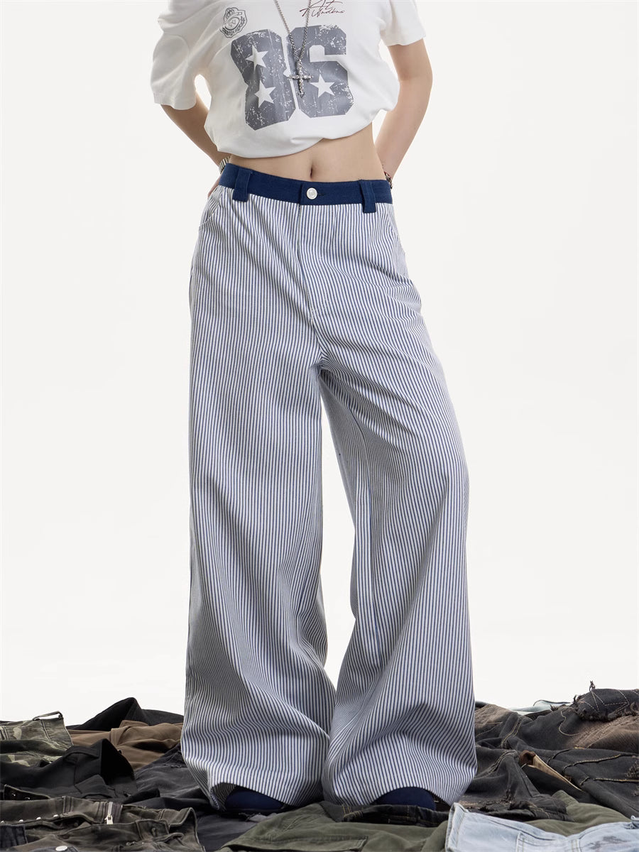 High Street Striped Casual Sports Pants Female