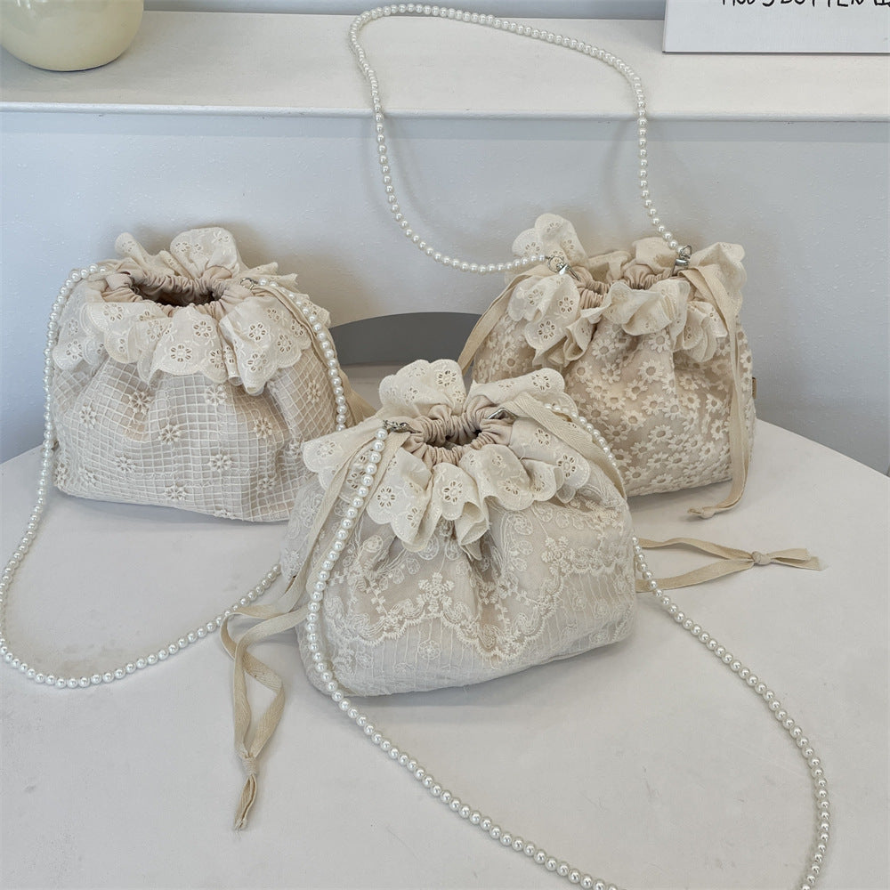 New Stylish Fashionable Lace All-Match Drawstring Bucket Bag