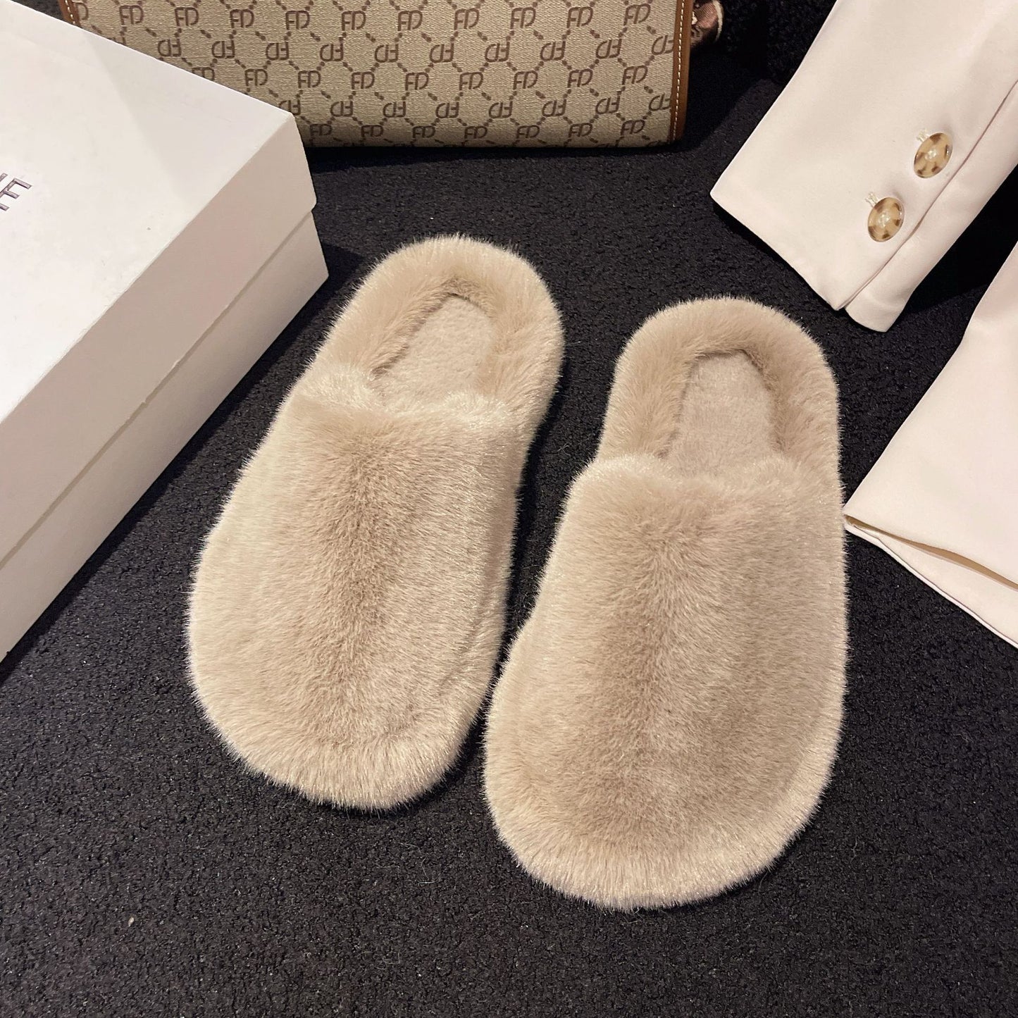 Women's Fashion All-matching Fluffy Slippers