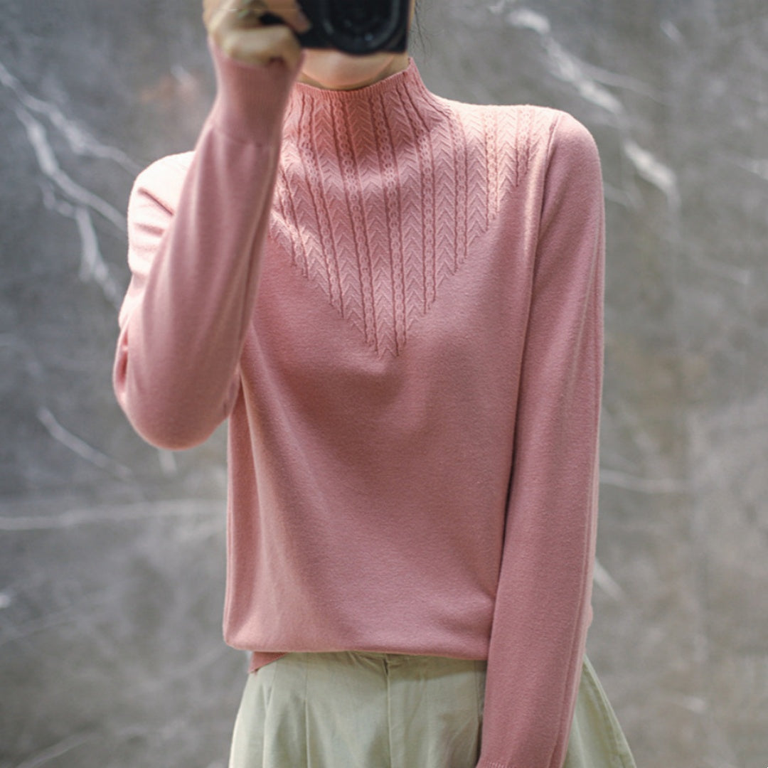 Lace Mock Neck Sweater Women's Pullover Long Sleeves Outer Match