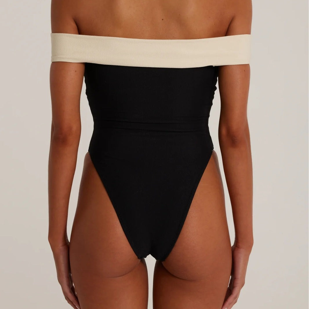 High Waist Tight Off-the-shoulder One-piece Swimsuit