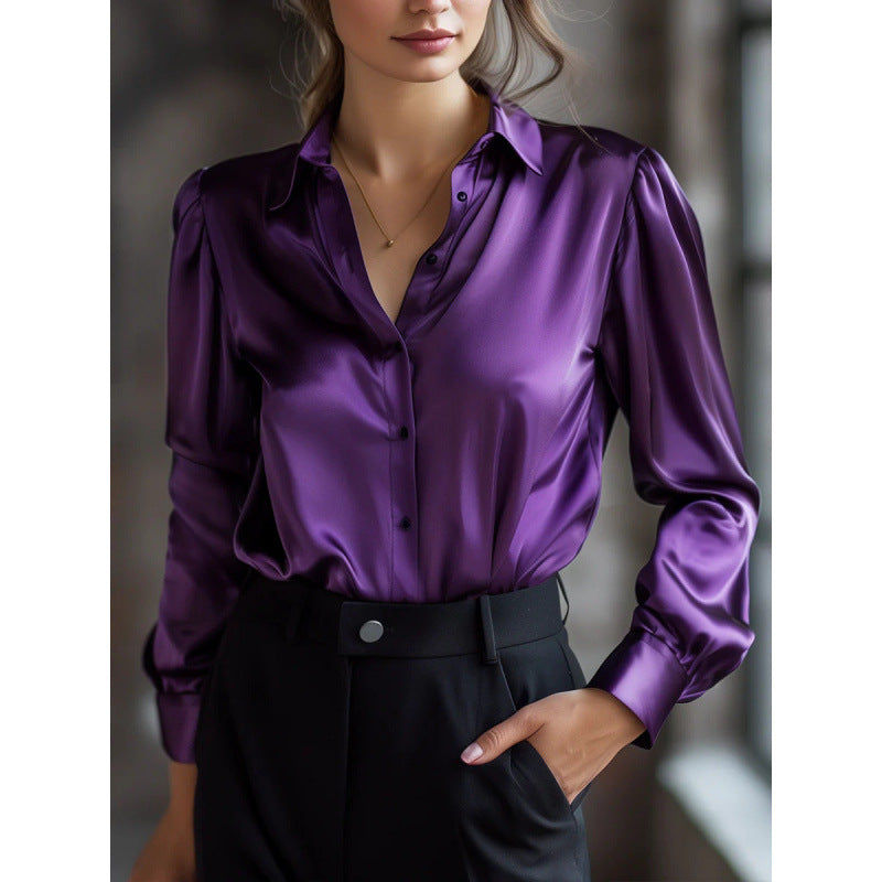 Casual Relaxed Fit Button Up Womens Blouse