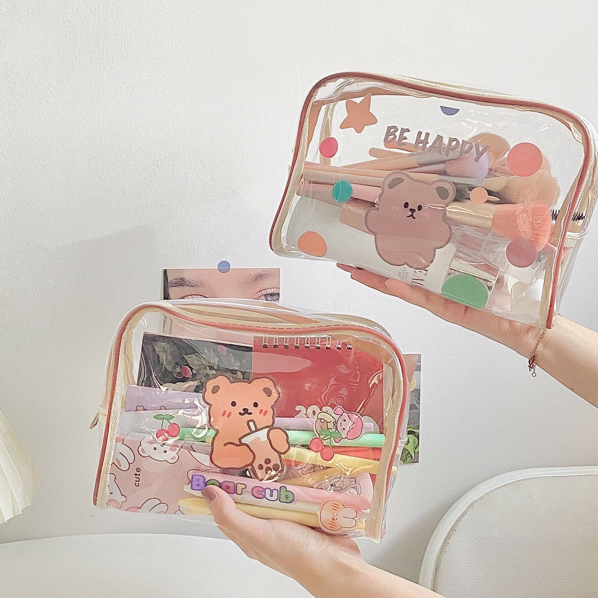 Creative Cartoon Transparent Makeup Waterproof Travel Storage Bag