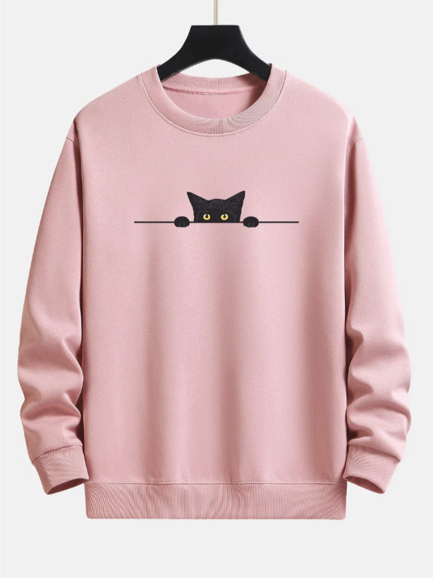Creative Cat Print Cute Cat Round Neck Sweater