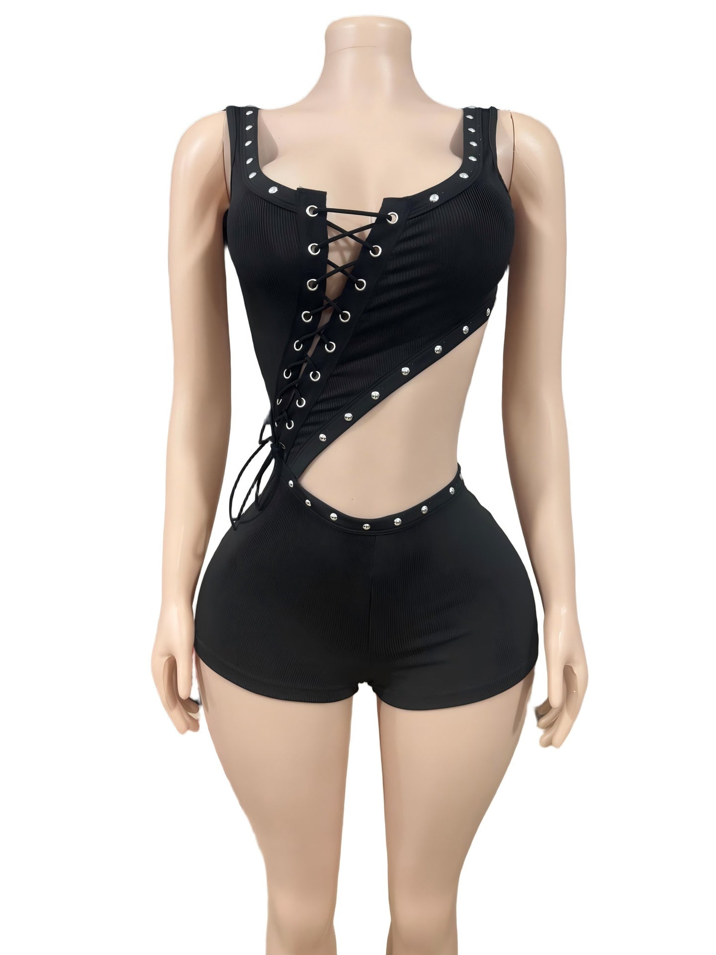Irregular Sleeveless T-shirt And Romper Shorts