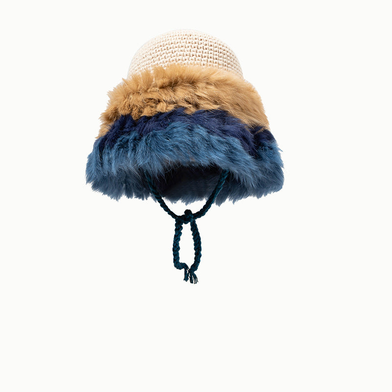 Women's Plush Thickened Wool Knitted Basin Hat Thermal Ear Protection