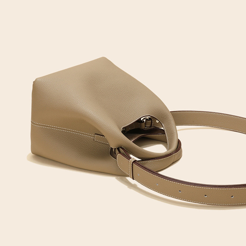 Dame Fashionable Temperament Toplag Koskind Læder Crossbody Taske