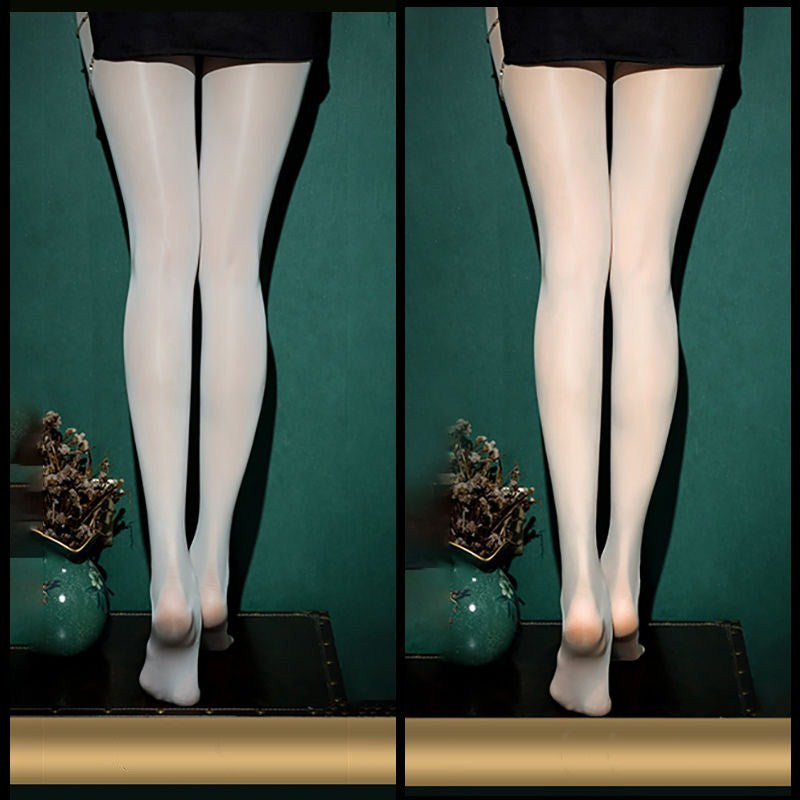 Black Sexy Oily Stockings Women's Summer Ultra-thin Pearl Shiny Gold  Crotch Bottoming Panty Socks Net Red Tide