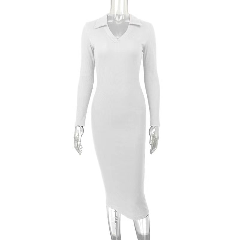 French-style Sexy Deep V-Neck Lapel Slimming Dress