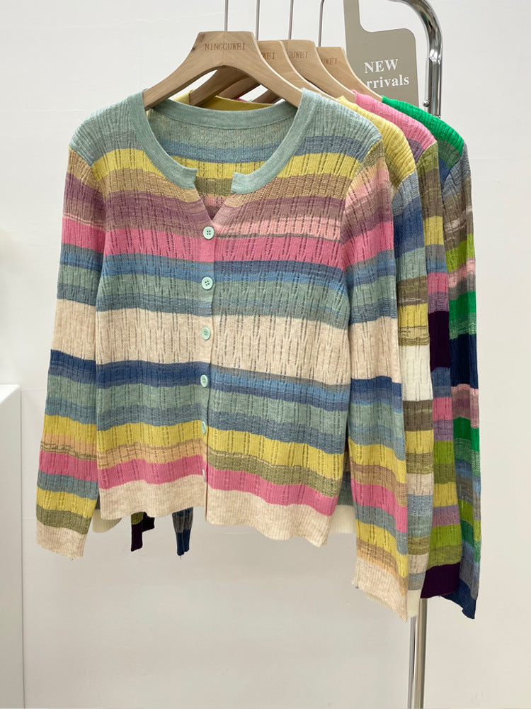 Women's Colorful Sweater Cardigan Spring New V-neck