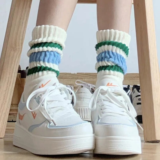 Japanese Thick Line Pattern Stockings Female