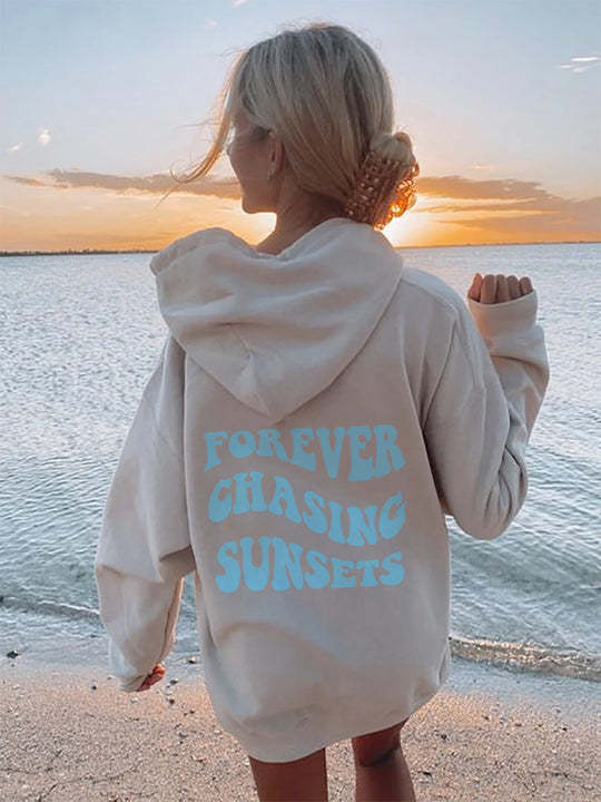 Women's Colorful Letters 3D Printed Casual Long Sleeve Loose Hooded Sweater