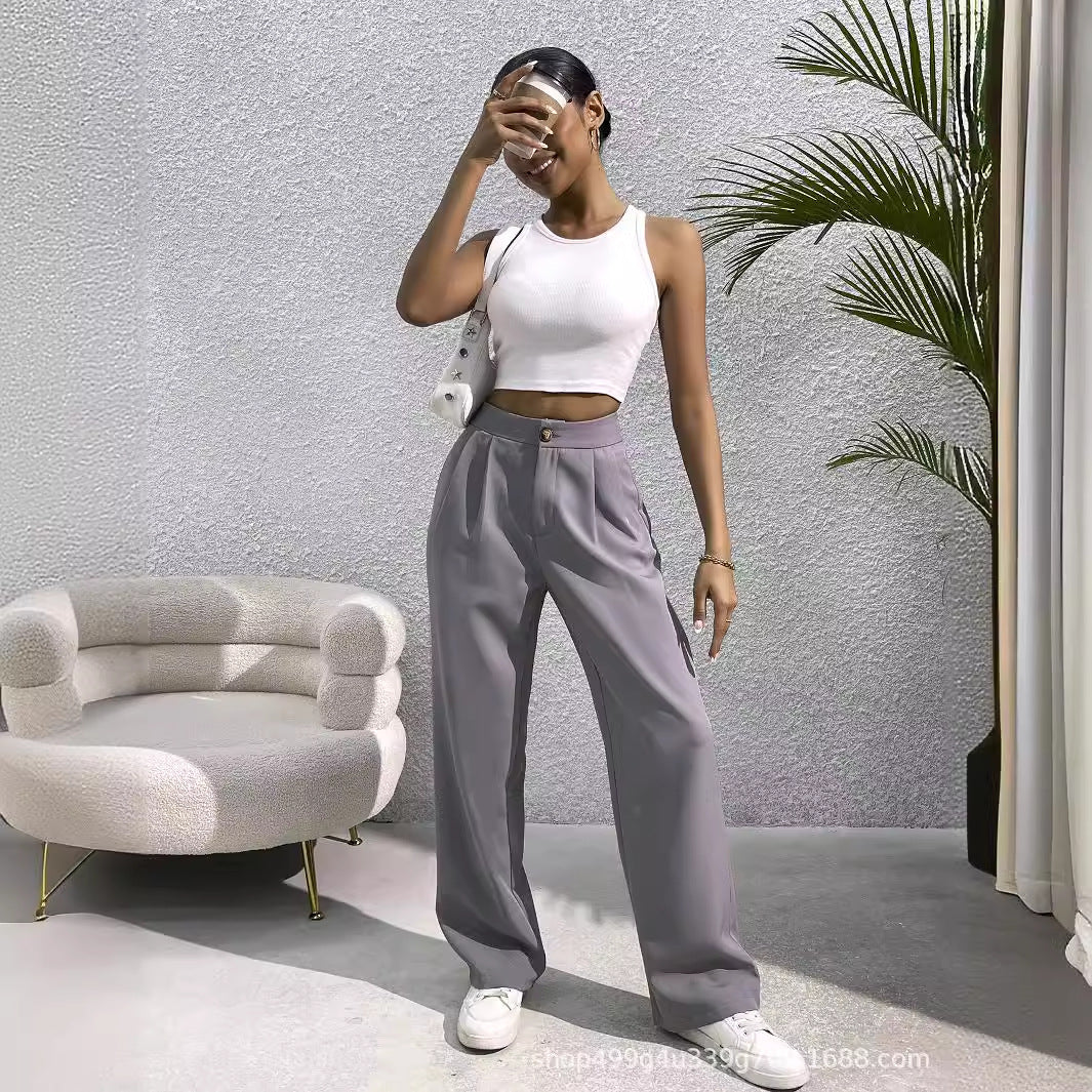 Suit Wide-leg Pants For Women High Waist Drooping Loose