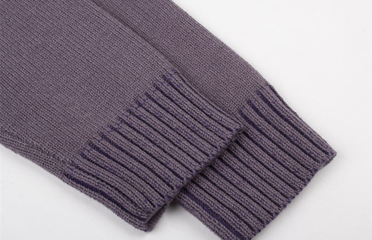 American Retro Gray Blue V-neck Diamond Knitted Sweater Women