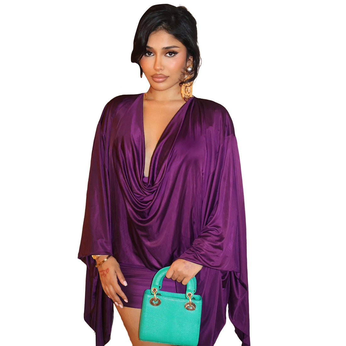 Solid Color Sexy V-Neck High-Waist Sheath Dress For Women