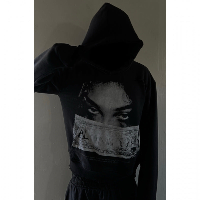 Dame sweatshirt med personligt mørkt print