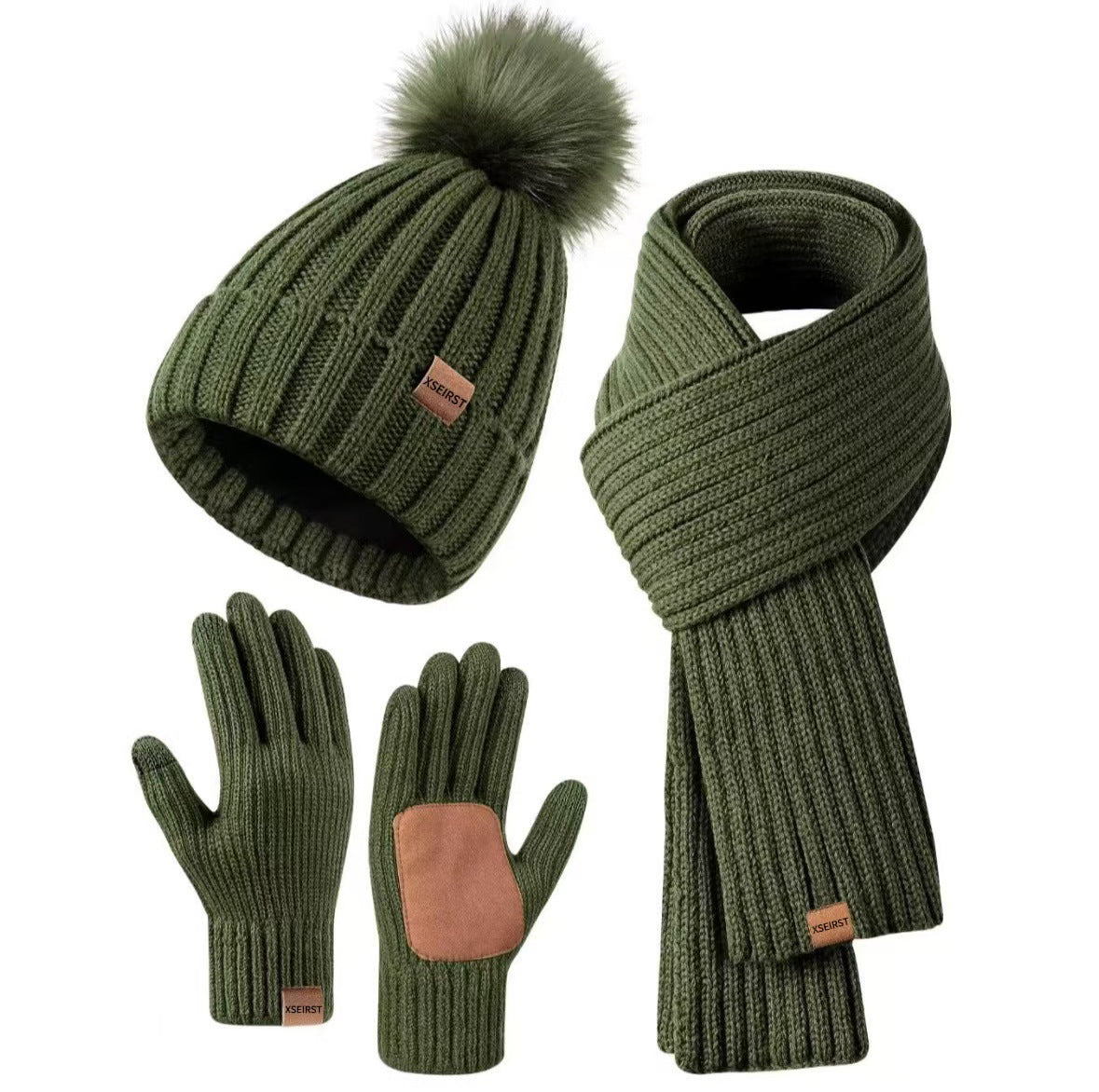 Men's And Women's Knitted Hat Scarf Gloves 9-color