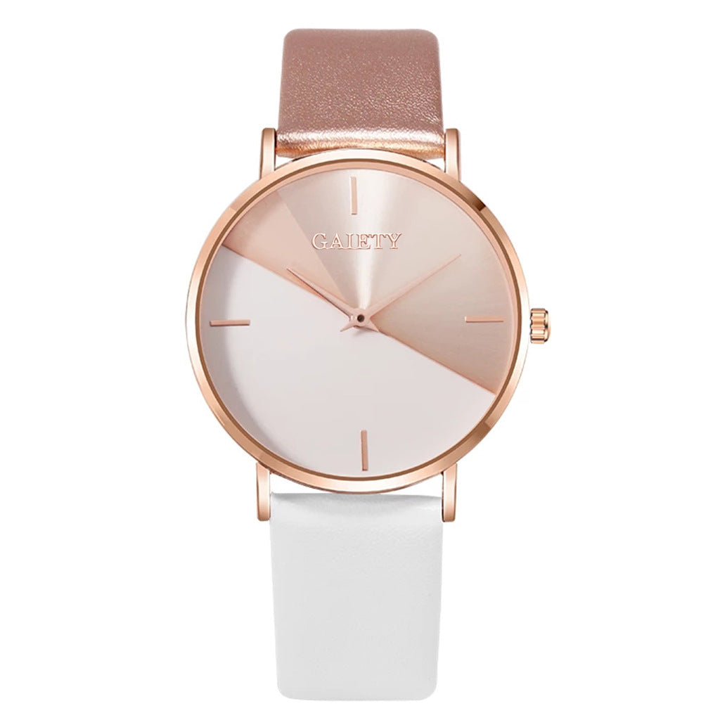 Korean Version Personality Two-color Splicing Ladies Quartz Watch
