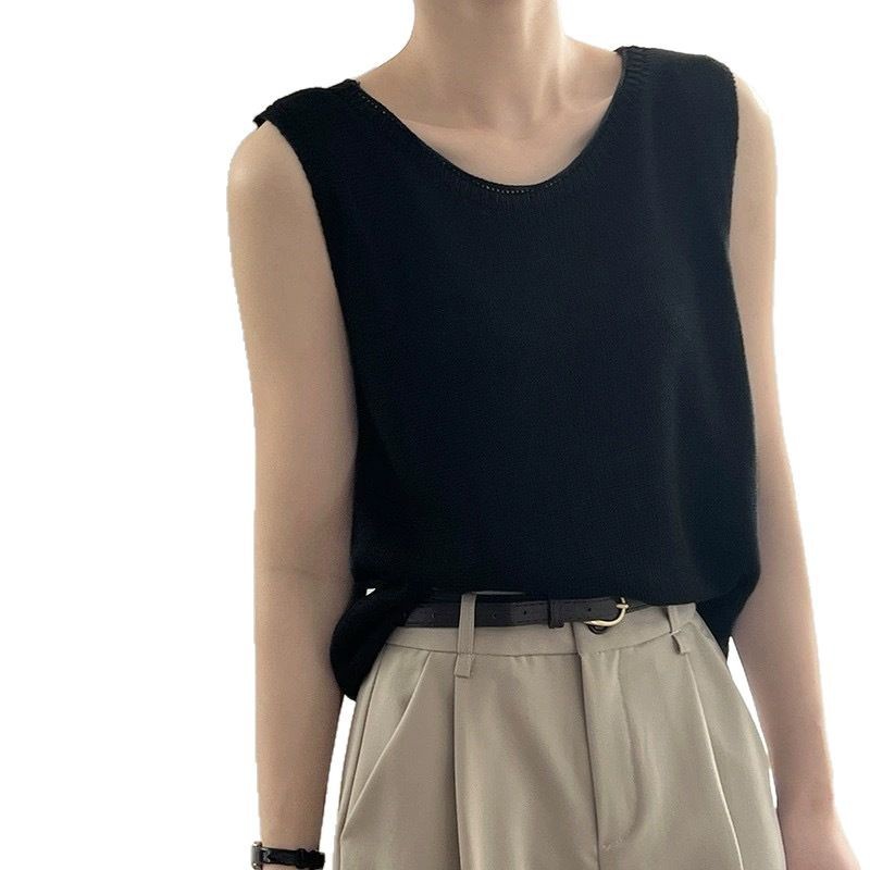 Korean Style Loose And Simple Temperament Leisure Round Neck Sleeveless Vest