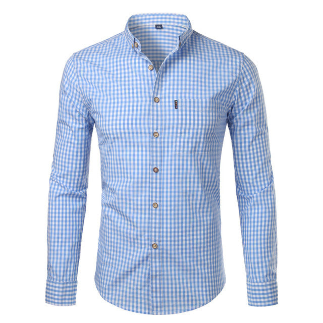 Men's Small Plaid Shirt Spring And Autumn Long Sleeves