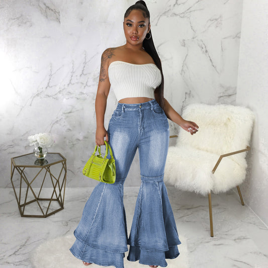 Women's European And American Fashion All-match Wide Leg Denim Stretch Flared Pants