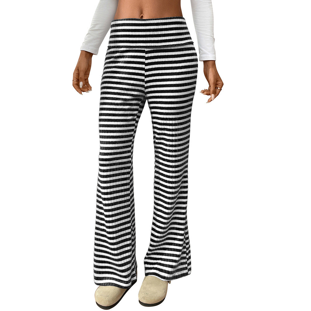 Women's Casual Y2g Straight Striped Home Trousers
