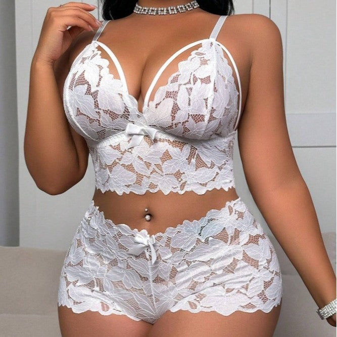 Lace Figure-hugging Bra Set With A Sheer Designseductive Sleepwear And Lingerie