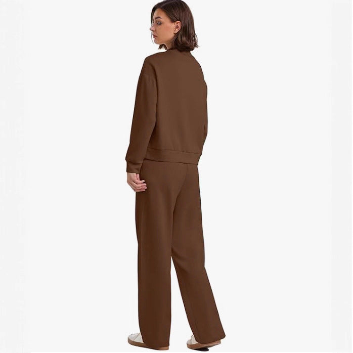 Women's Long-sleeved Sweater And Wide-leg Pants Two-piece Suit