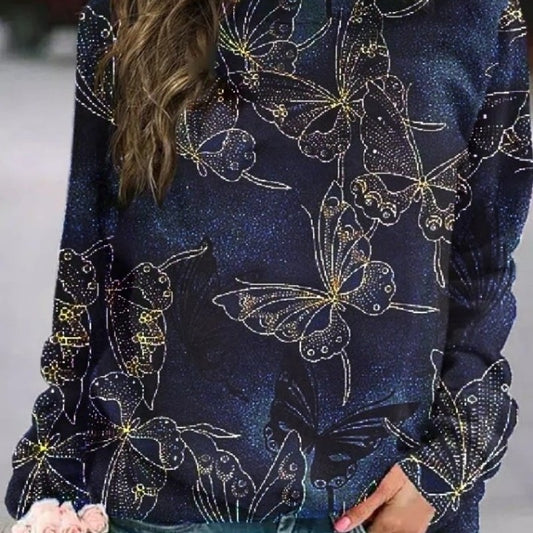 3D Printed Loose Round Neck Fashion Women's Sweater