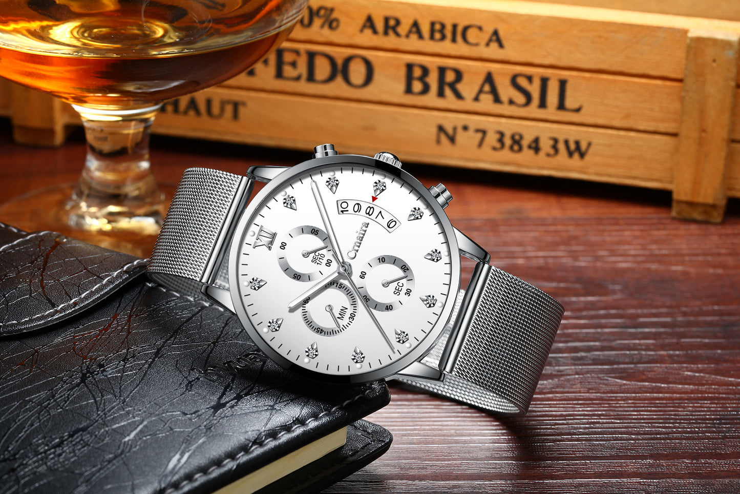 Men's Waterproof Luminous Multi-functional Diamond Quartz Watch