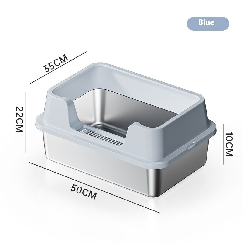 Stainless Steel Litter Box Open Deepening Semi-closed