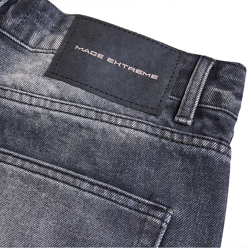 Amerikansk Retro Street Vasket Ben Hvid Kattehale Riflet Cropped Bukser