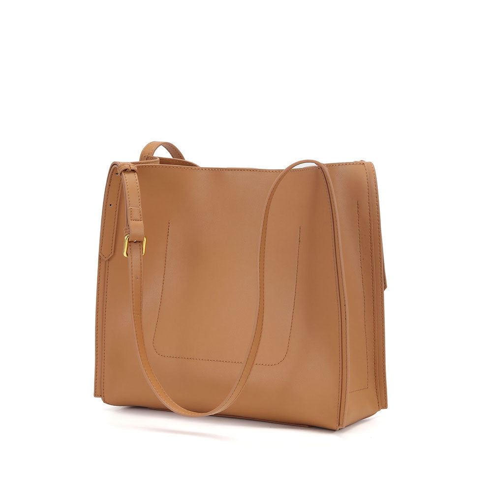Large Capacity Leather Commuter Bucket Bag