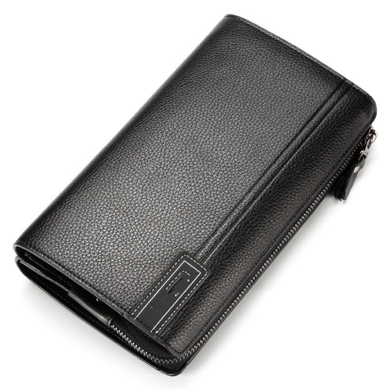 Men's Business Casual Large Capacity Lychee Pattern Wallet