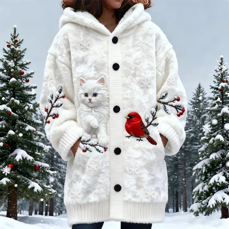Women's Casual Printed Cardigan Loose Fitting Long Coat
