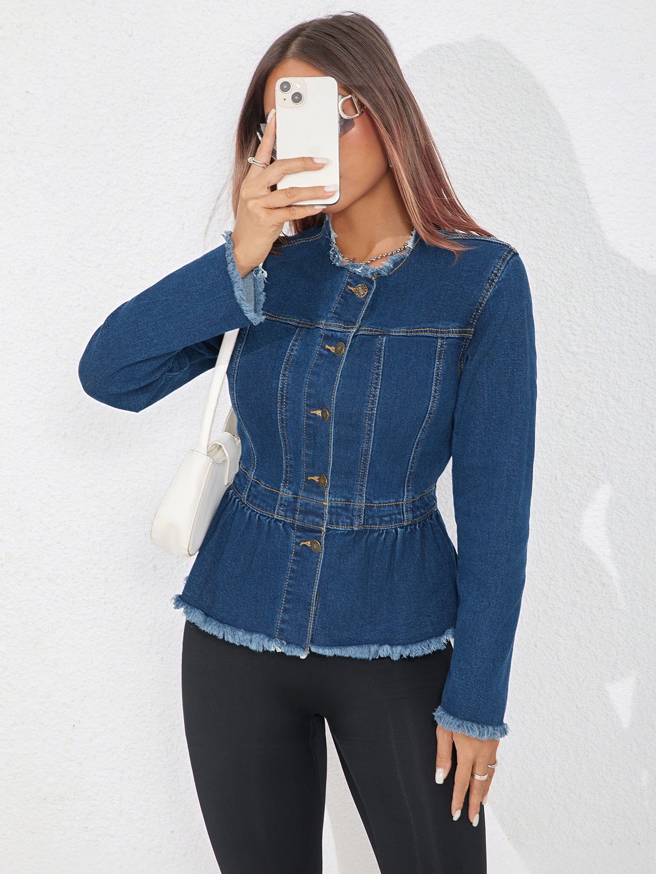 Chanel-style Women's Waist-cinching Collarless Short Jacket