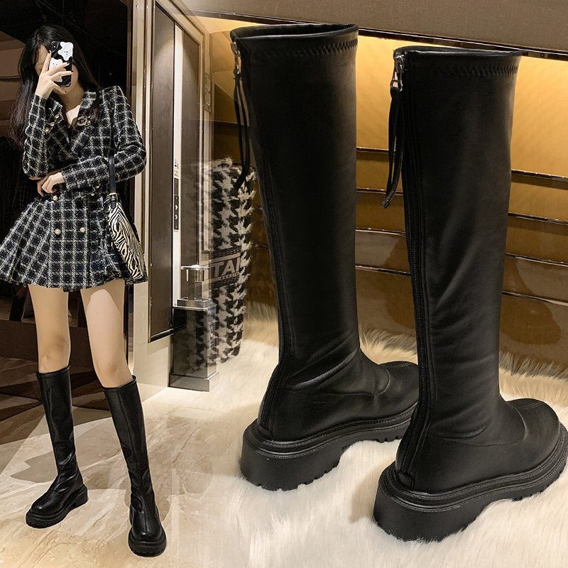 Korean Version Of The New Velvet Heightened Knight Boots