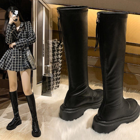 Korean Version Of The New Velvet Heightened Knight Boots