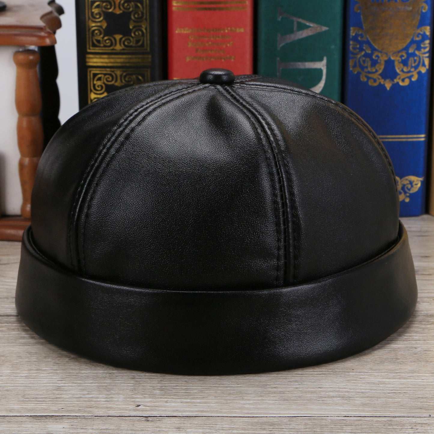 Dome Adjustable Landlord Hat Middle Aged And Elderly Men's Leather Hat