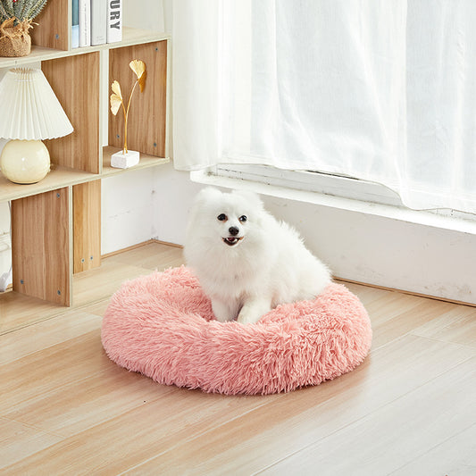 Machine-washable Plush Round Dog Bed