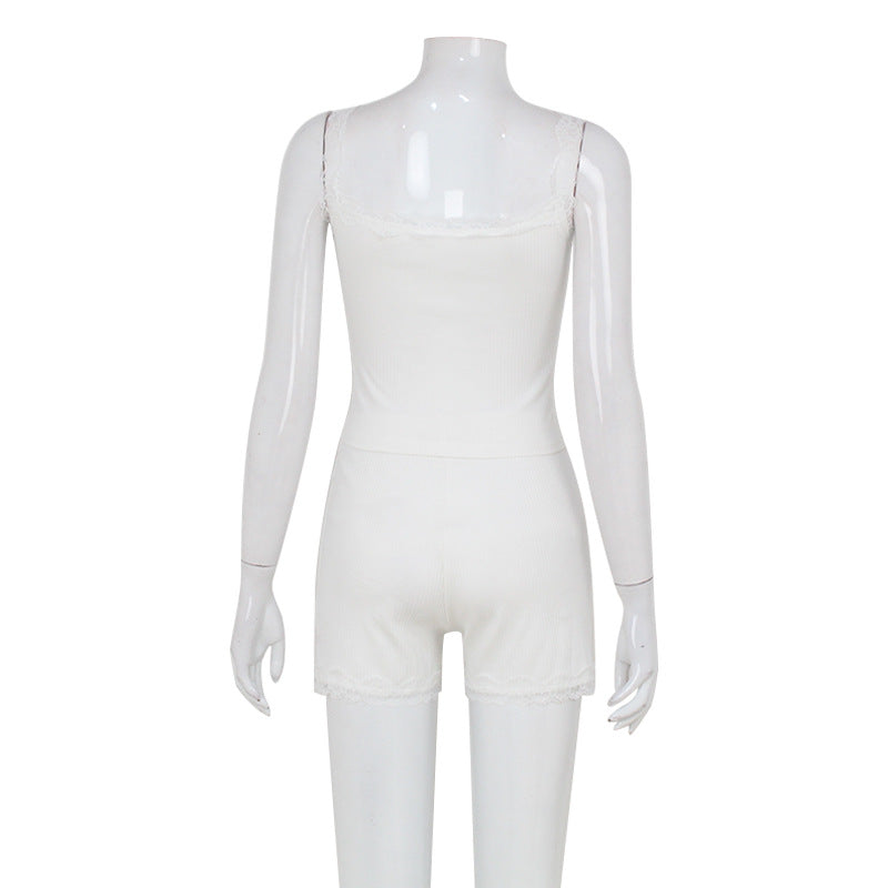 Womens New Lace Camisole And Shorts Casual Set